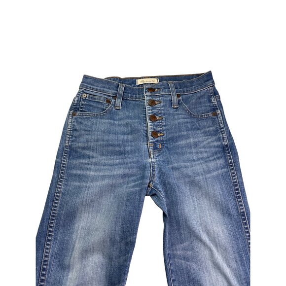 Madewell 10" High-Rise Skinny Jeans 25 Distressed Destroyed Medium Wash Denim - Picture 2 of 6